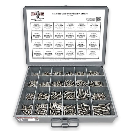 Boltsandnuts.Com Inch Stainless Steel Cup Point Allen Socket Set Screw Coarse - 1396 PCS Assortment Kit #189